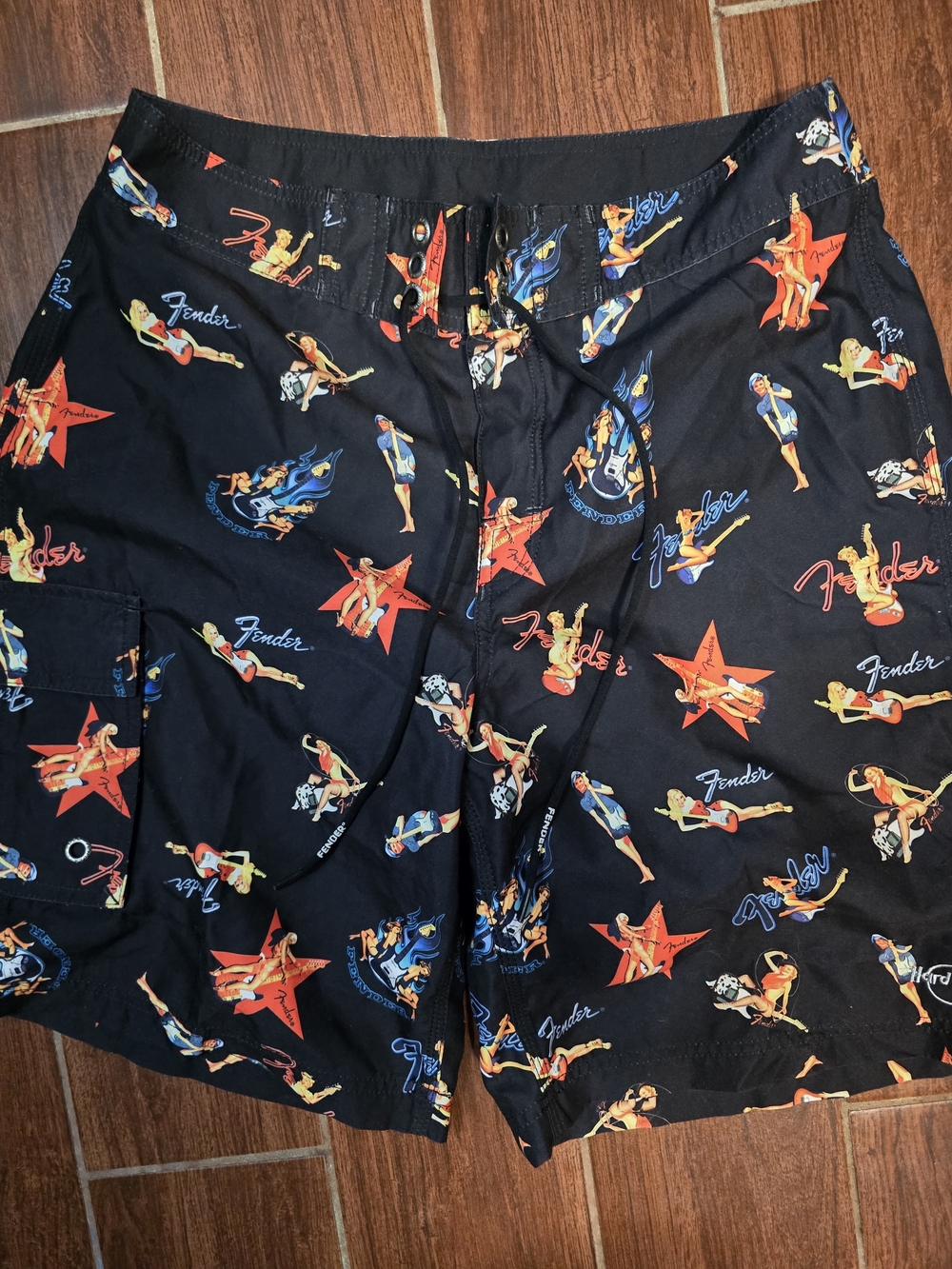 Vintage Fender Hard Rock Pinup Board Shorts